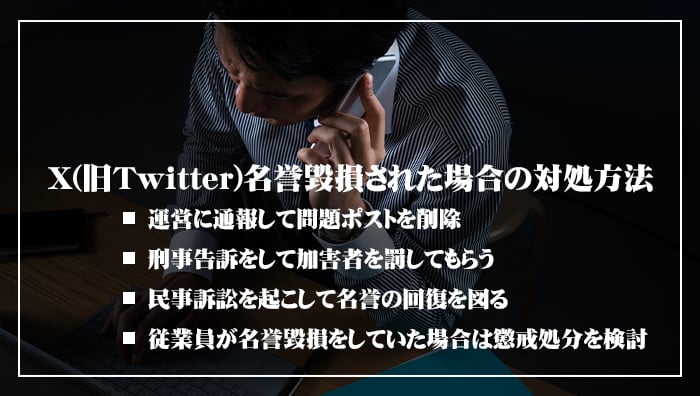 X(旧Twitter)名誉毀損された場合の対処方法