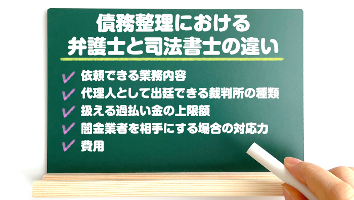 債務整理における弁護士と司法書士の違い