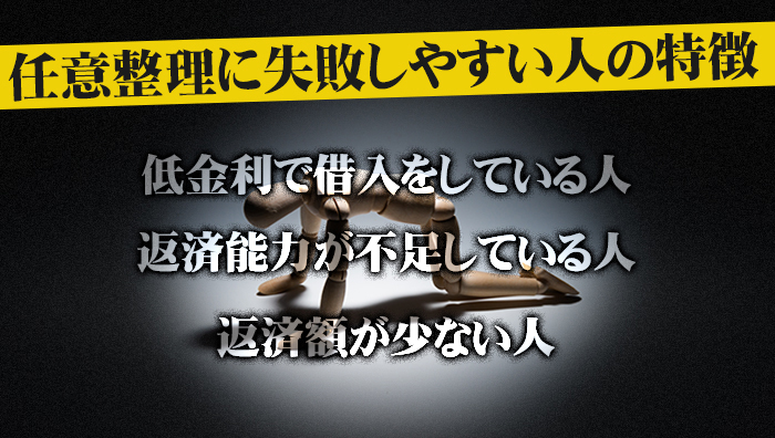 任意整理に失敗しやすい人の特徴