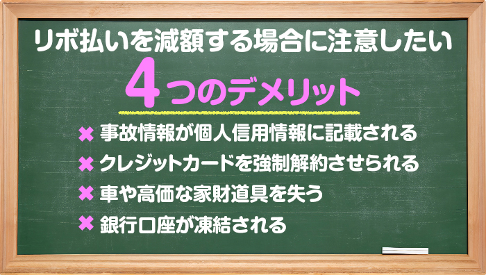 リボ払いを減額する場合に注意したい4つのデメリット